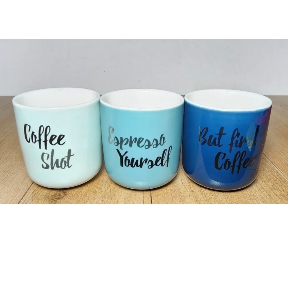 Set of 3 ESPRESSO Yourself COFFEE SHOT  CUPS MUGS MINI 4 Ounce Lot
